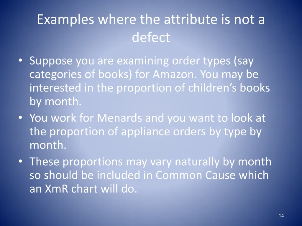 examples where the attribute is not a defect