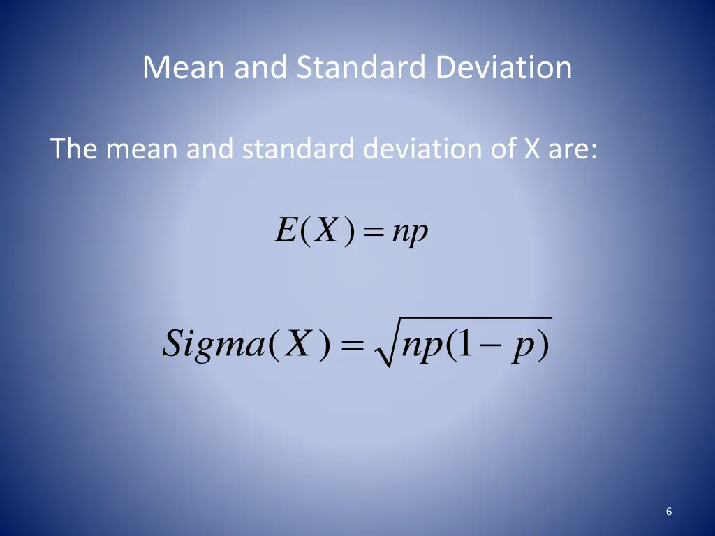 mean and standard deviation