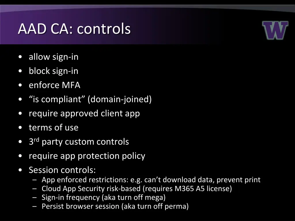 aad ca controls