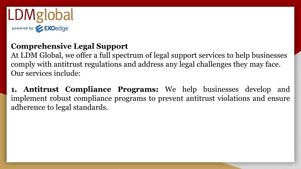 comprehensive legal support at ldm global