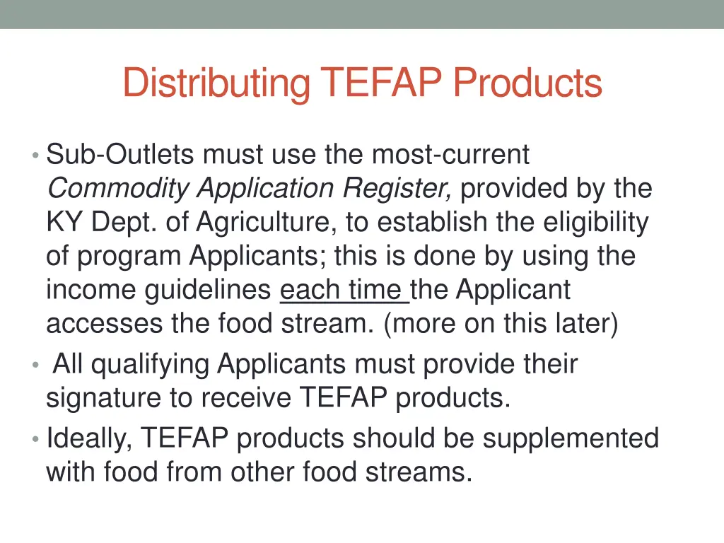 distributing tefap products