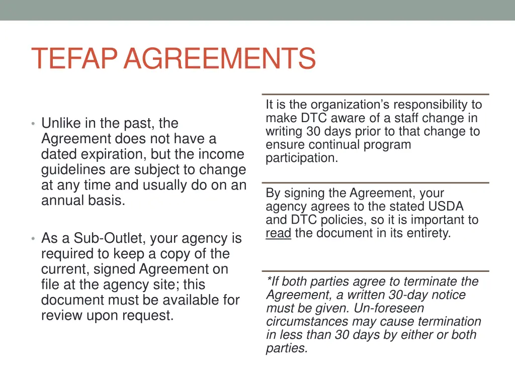 tefap agreements