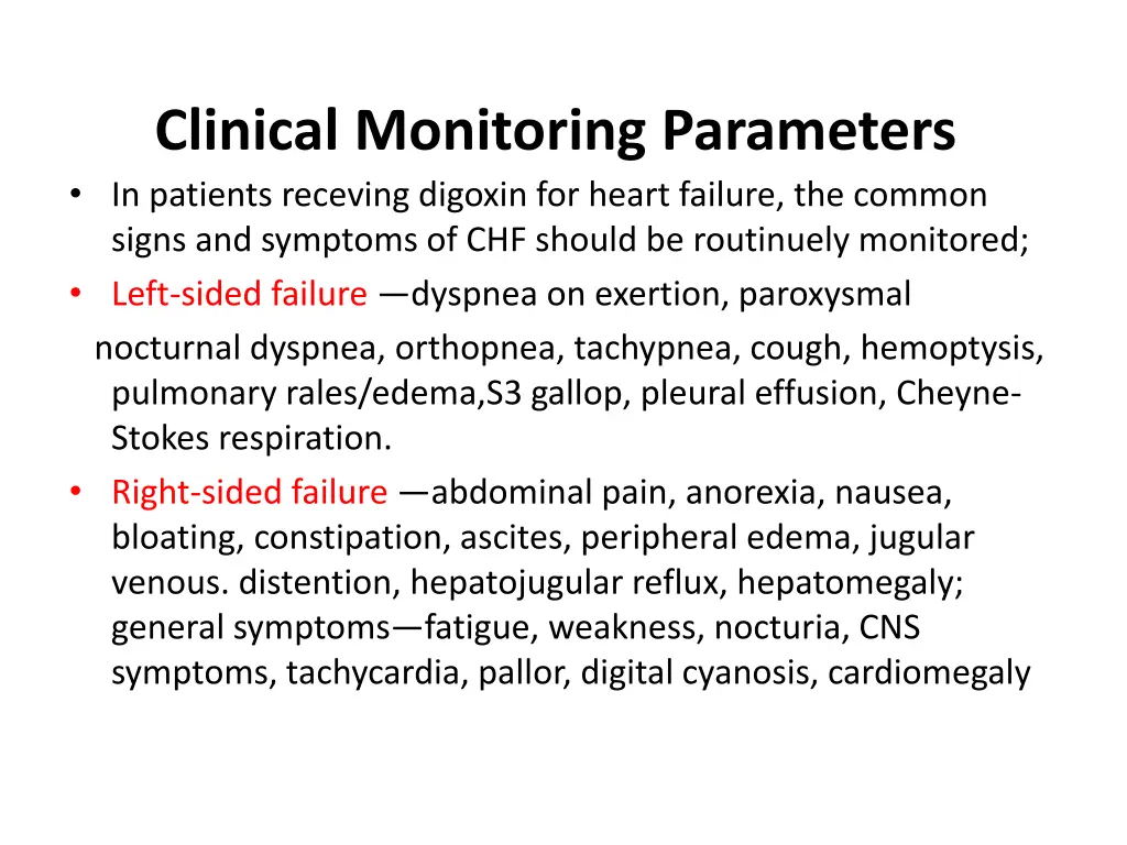 clinical monitoring parameters in patients