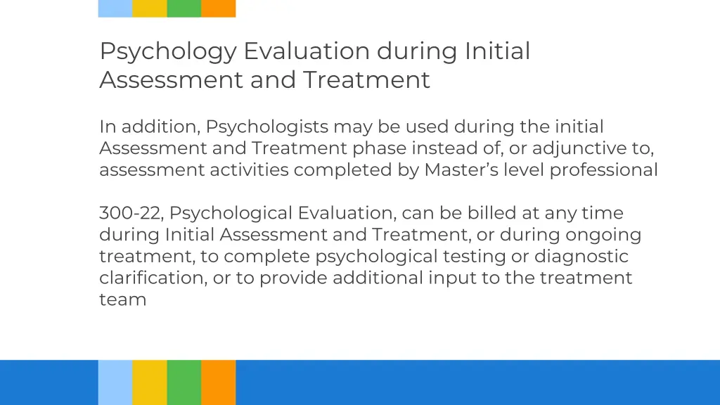 psychology evaluation during initial assessment