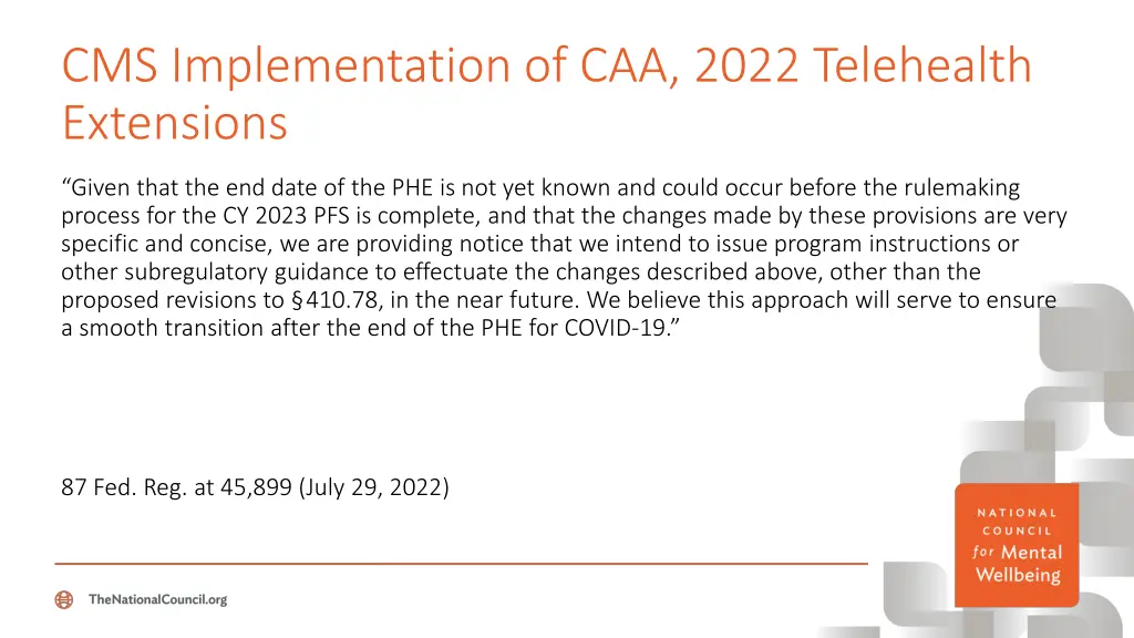 cms implementation of caa 2022 telehealth