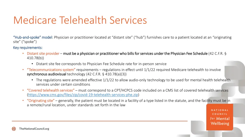 medicare telehealth services