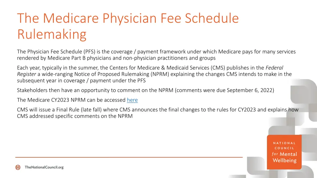 the medicare physician fee schedule rulemaking