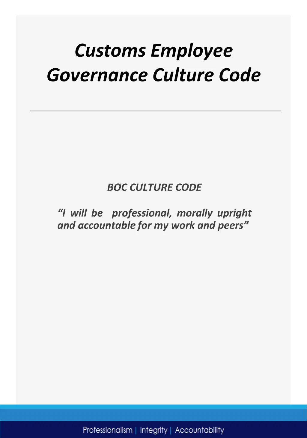 customs employee governance culture code