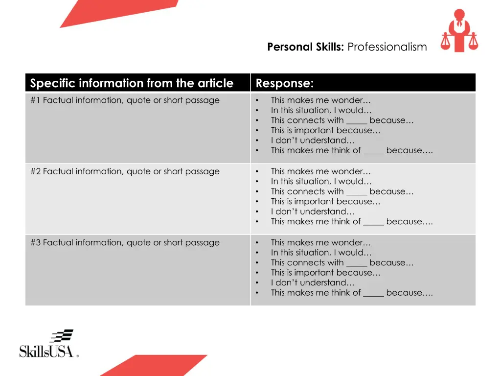 personal skills professionalism 13