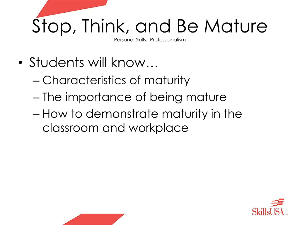 stop think and be mature personal skills 2