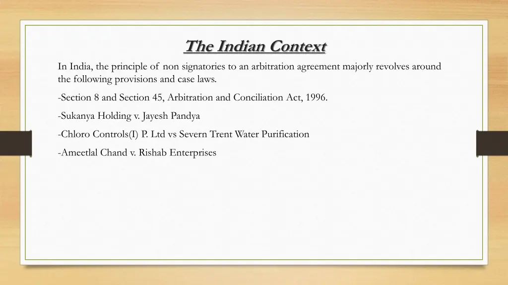 the indian context