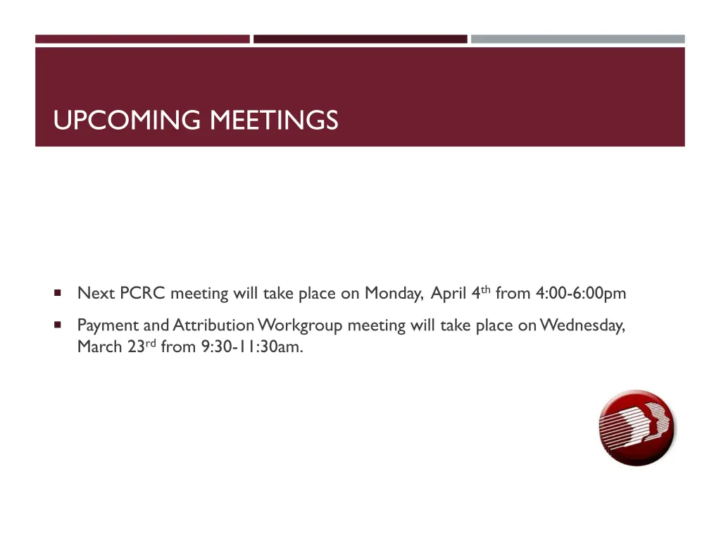 upcoming meetings