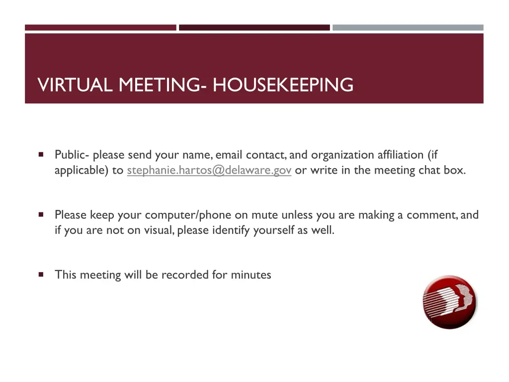 virtual meeting housekeeping