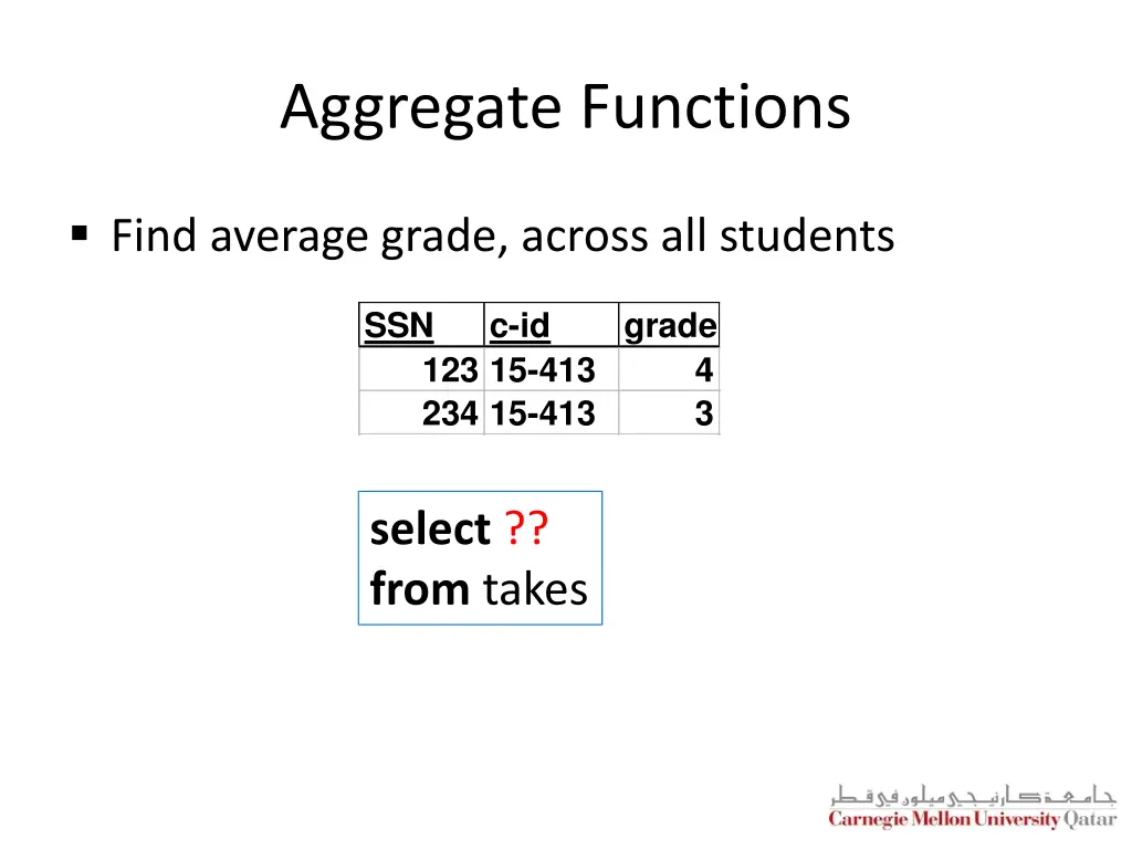 aggregate functions