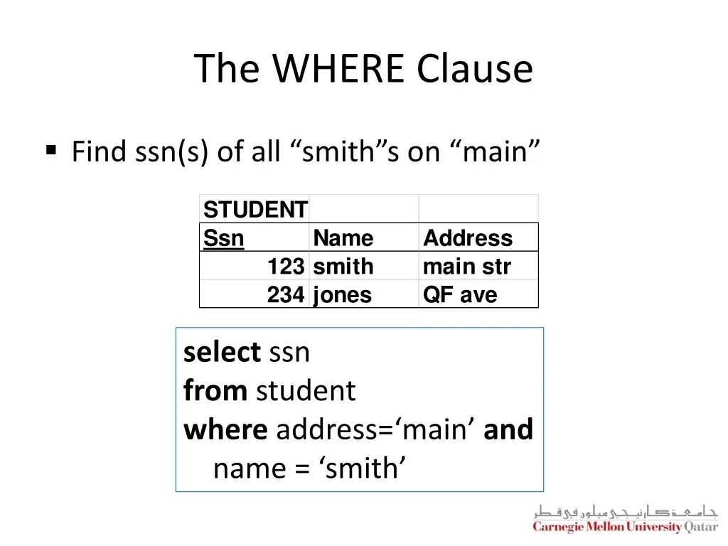 the where clause 1