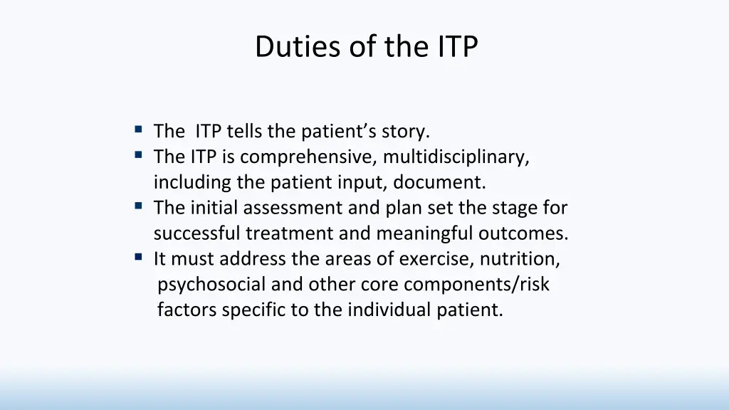 duties of the itp