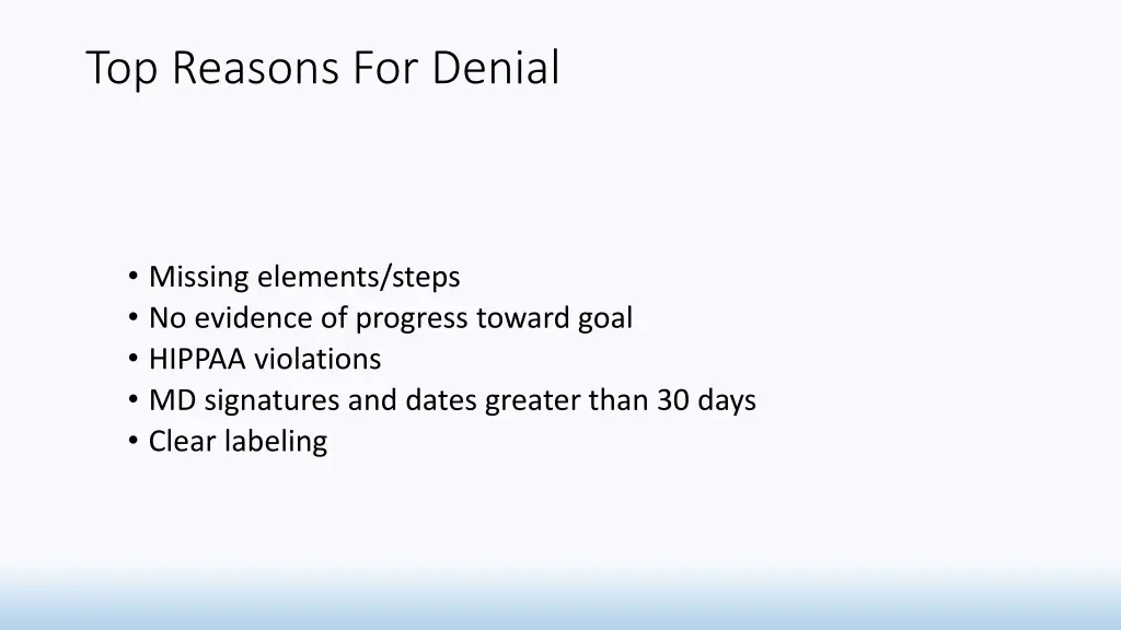 top reasons for denial