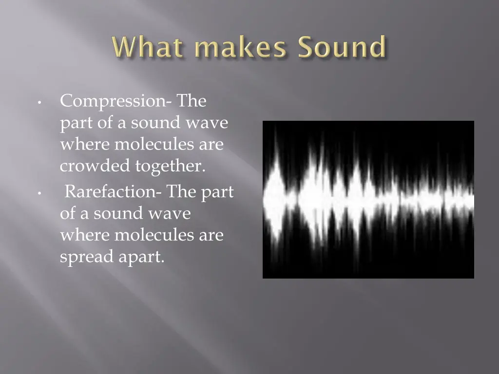 compression the part of a sound wave where