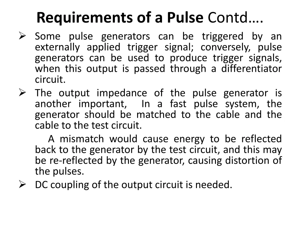 requirements of a pulse contd some pulse