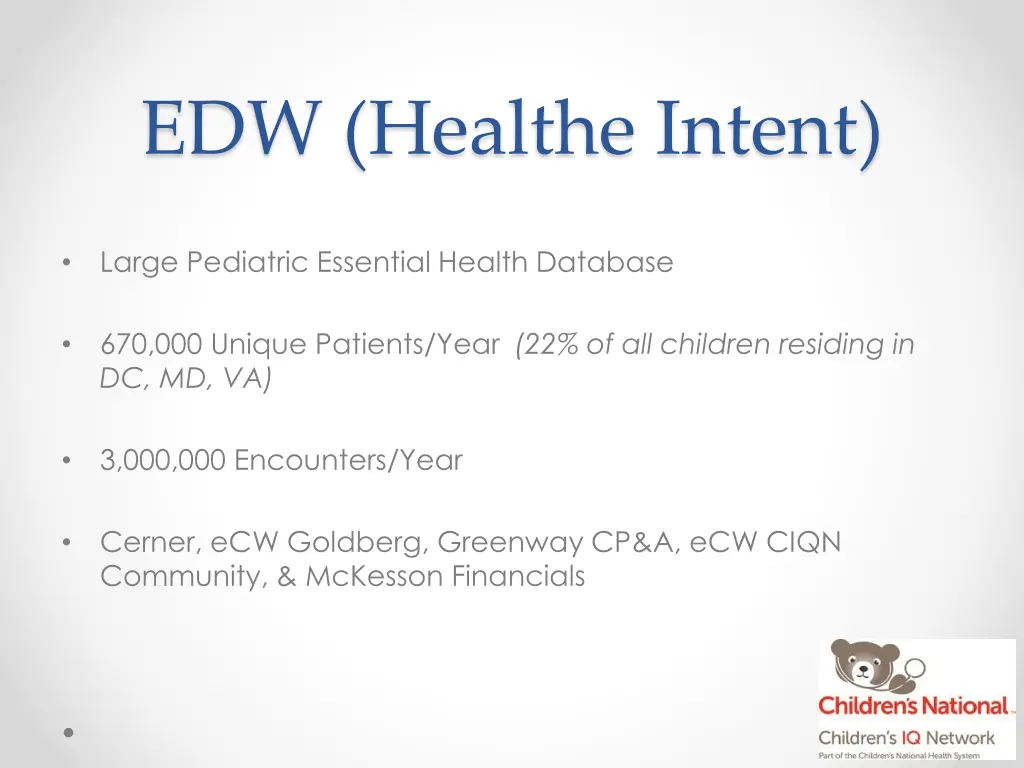 edw healthe intent