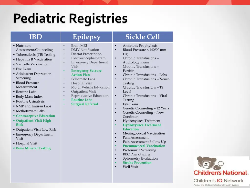 pediatric registries 1