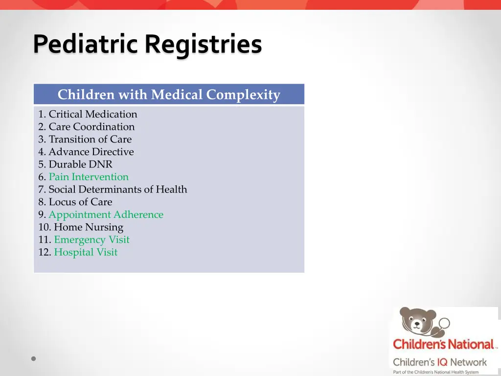 pediatric registries 2