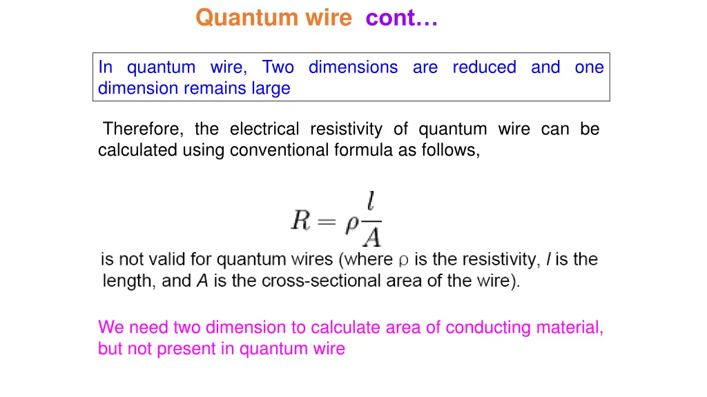 quantum wire cont