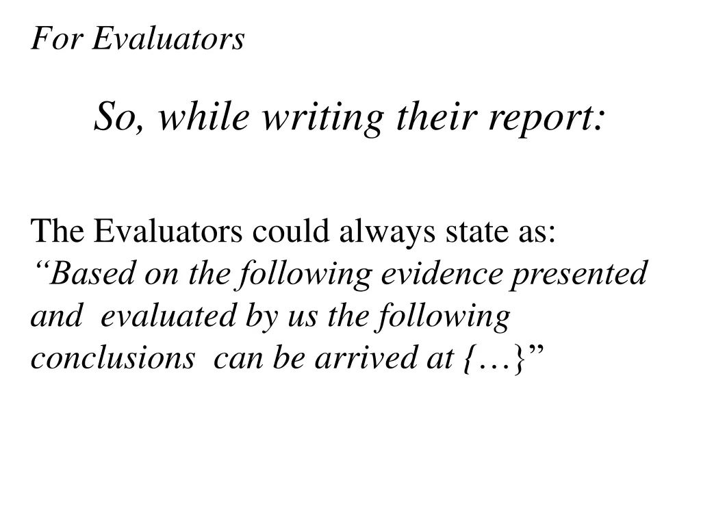 for evaluators