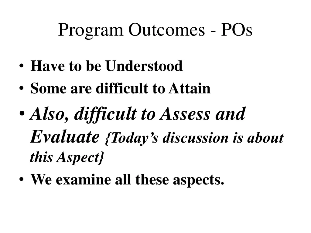 program outcomes pos