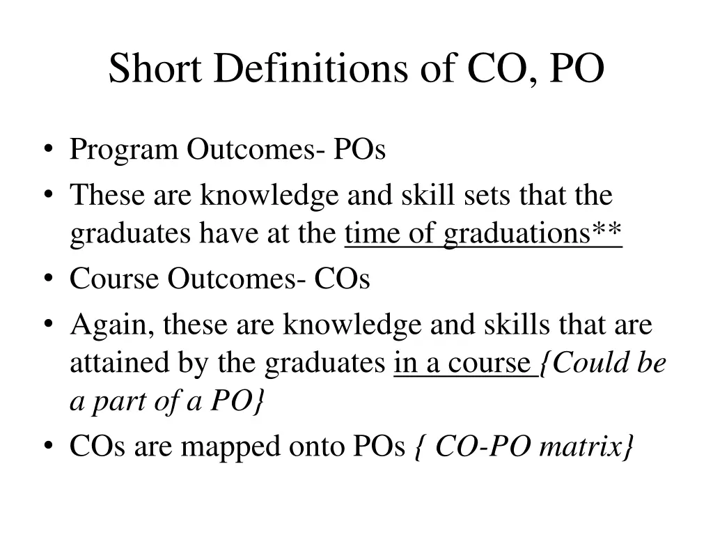 short definitions of co po