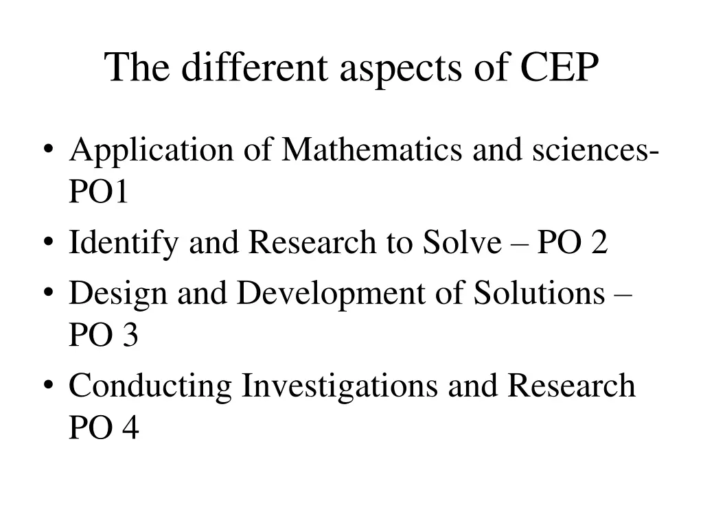 the different aspects of cep