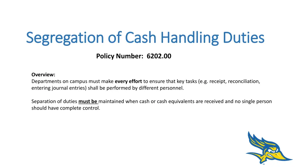 segregation of cash handling duties segregation