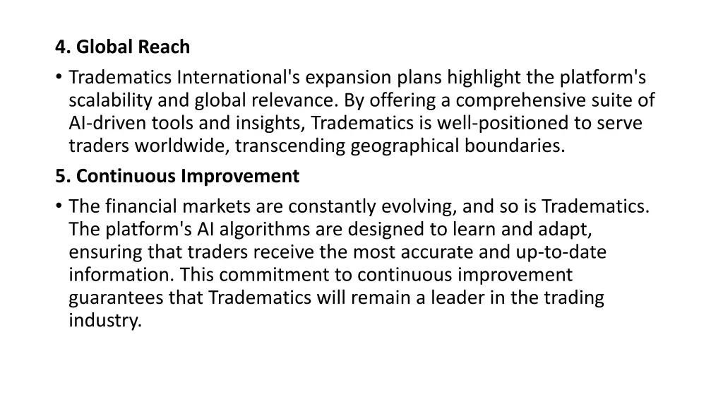 4 global reach tradematics international