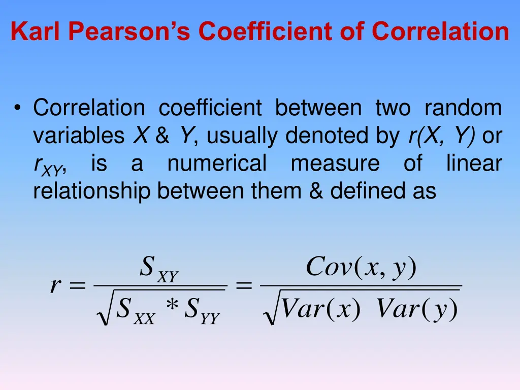 karl pearson s coefficient of correlation