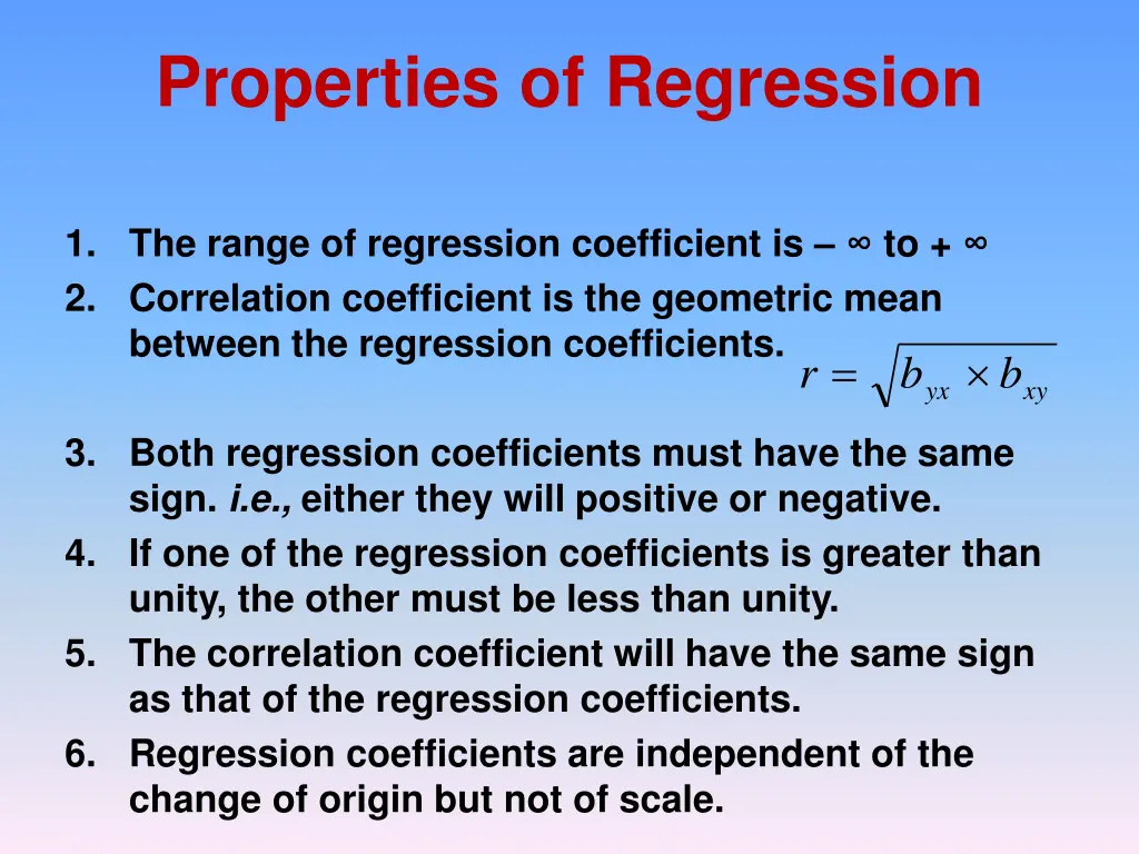 properties of regression