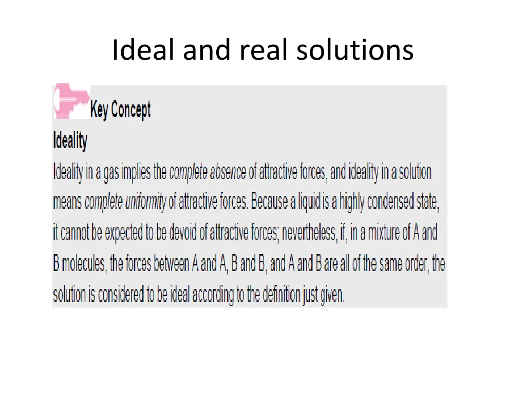 ideal and real solutions