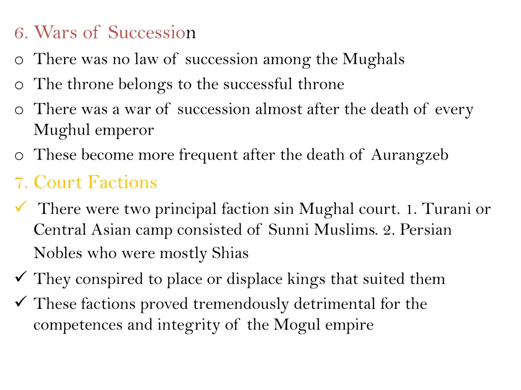 6 wars of succession o there