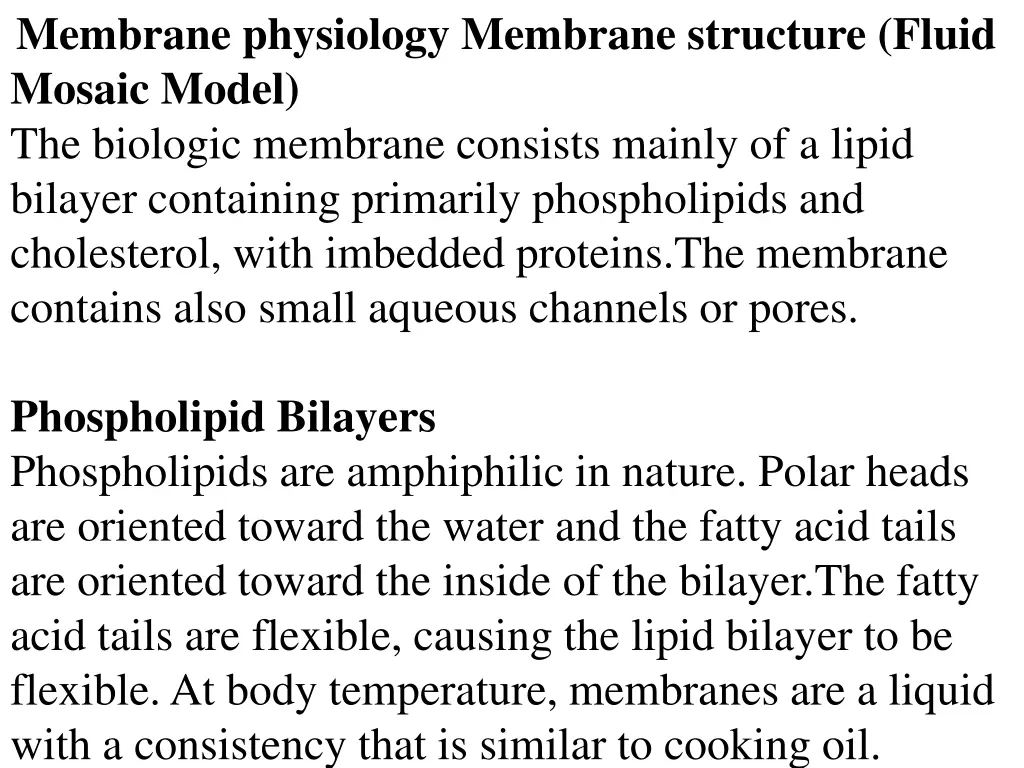 membrane physiology membrane structure fluid