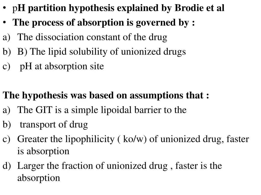 p h partition hypothesis explained by brodie