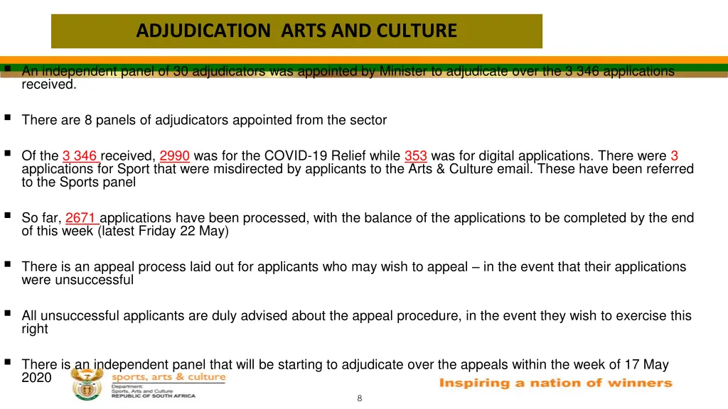 adjudication arts and culture