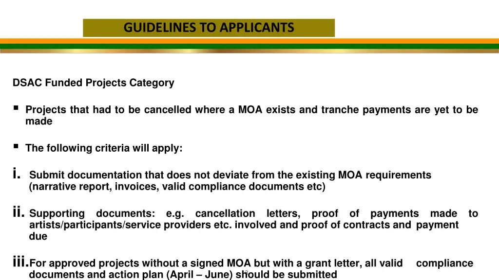 guidelines to applicants