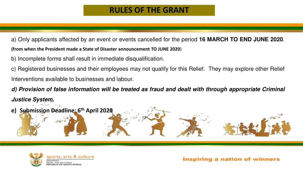 rules of the grant