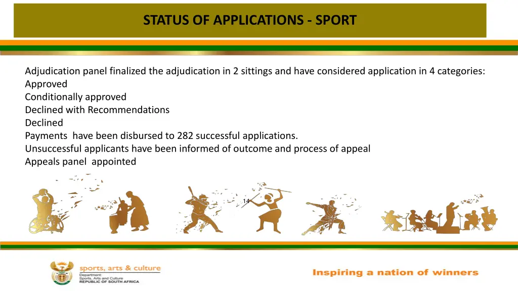 status of applications sport