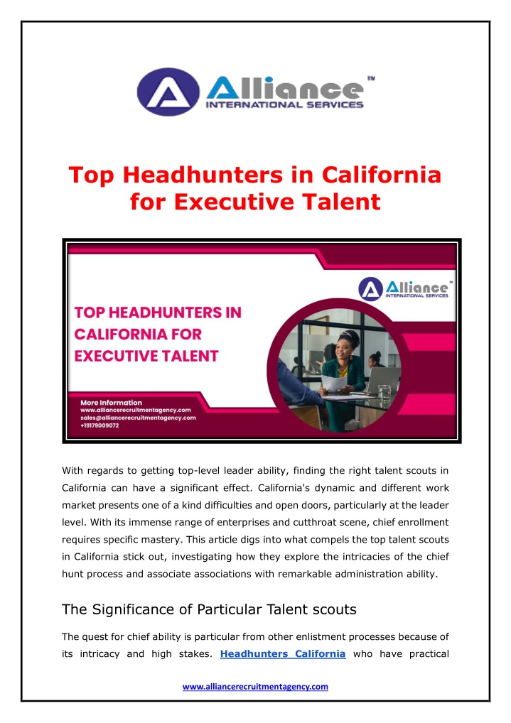 top headhunters in california for executive talent