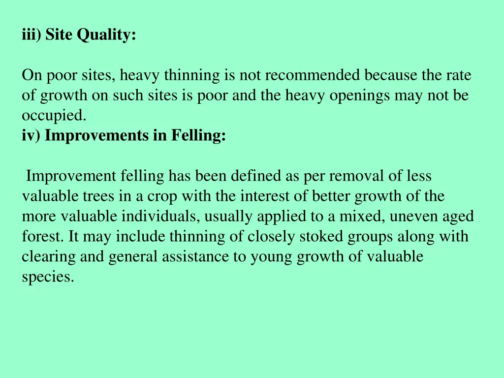 iii site quality