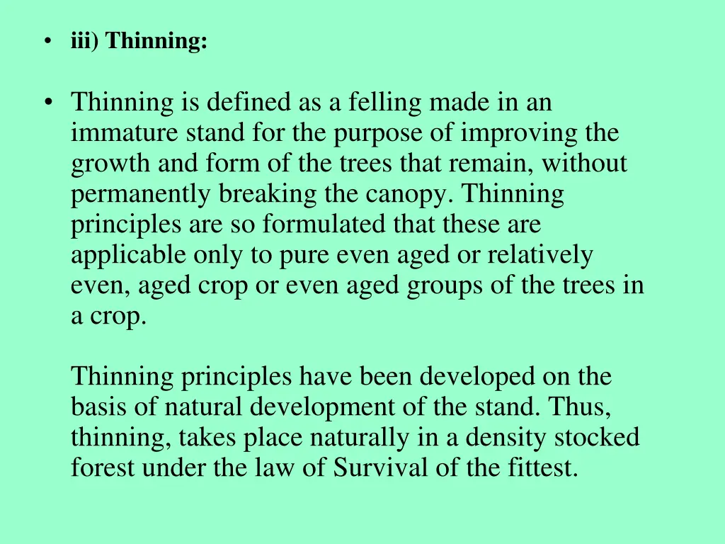 iii thinning