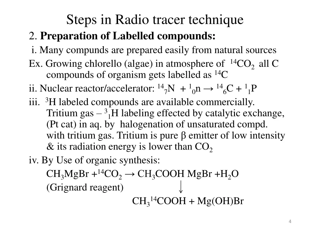 steps in radio tracer technique 2 preparation