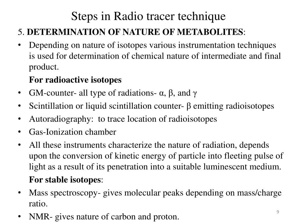 steps in radio tracer technique 5 determination