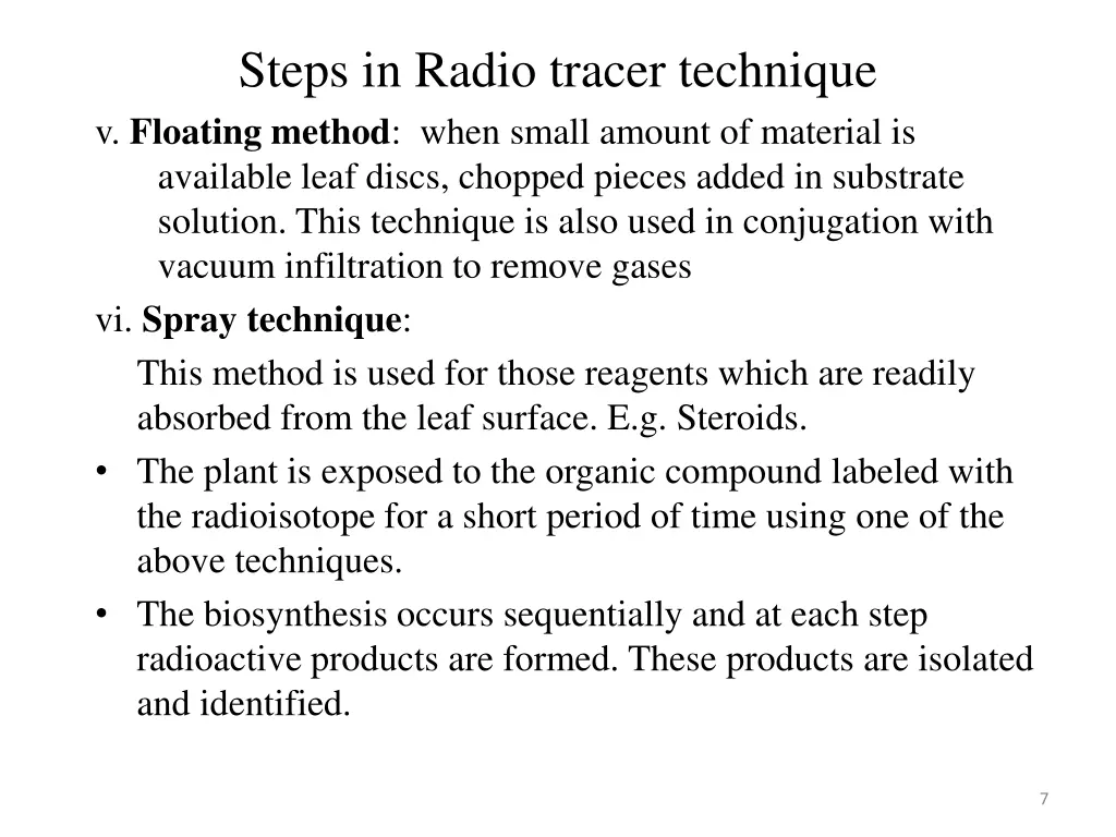 steps in radio tracer technique v floating method