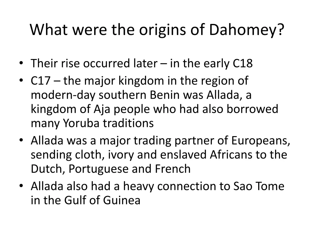 what were the origins of dahomey